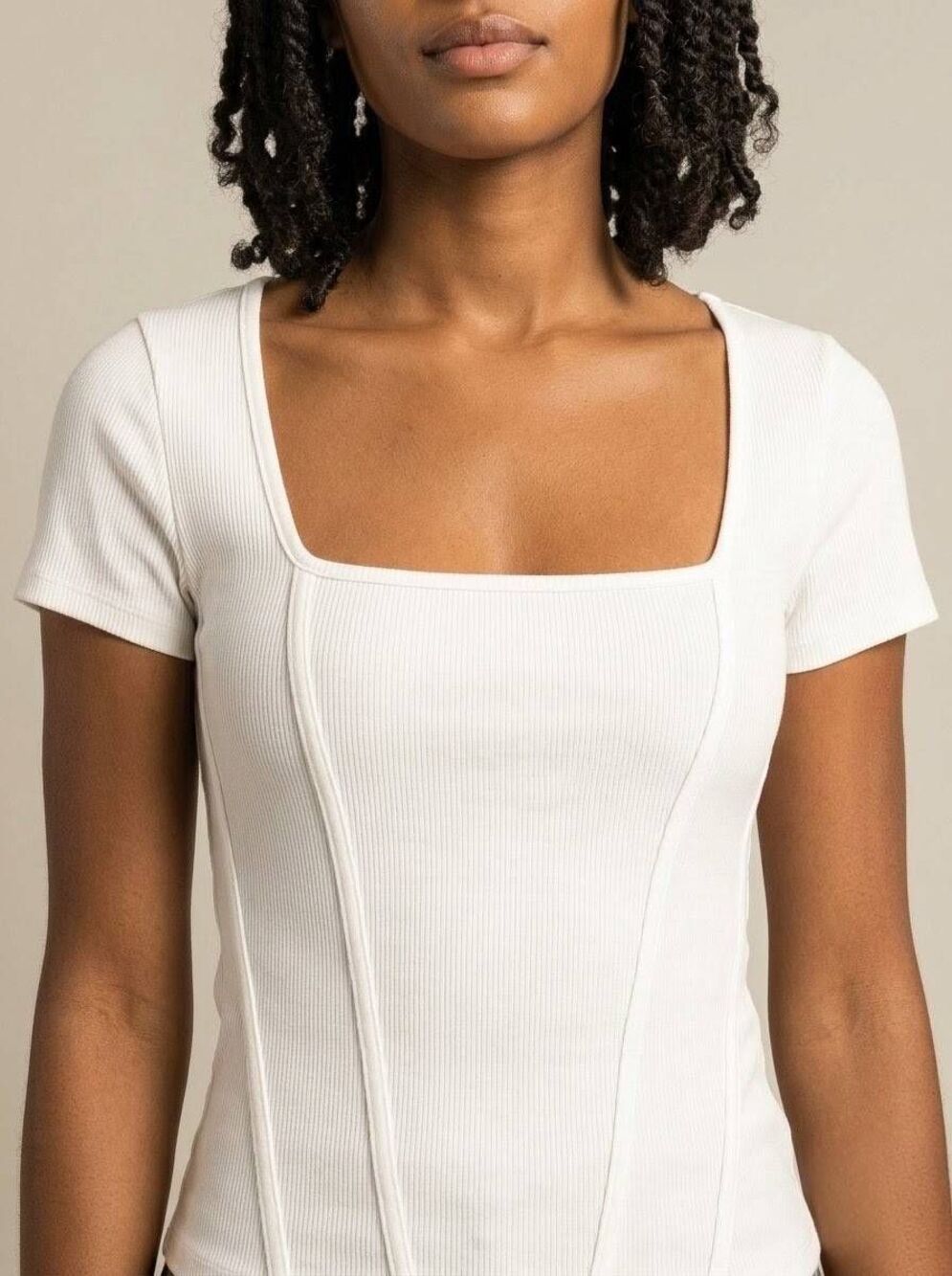 🔹️NWT White Corset Seamless Short Sleeve Top Large